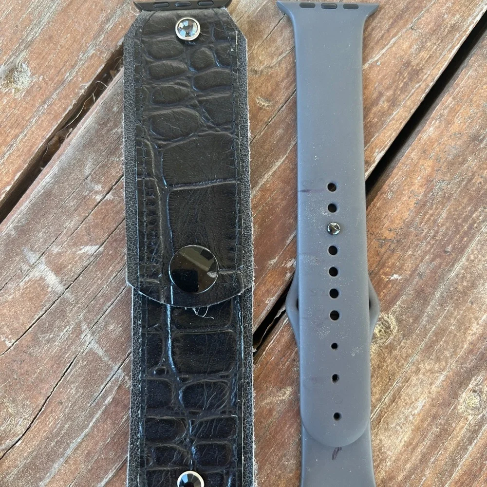 Black alligator Croc Leather apple Watch Band similiar 2 sparkle